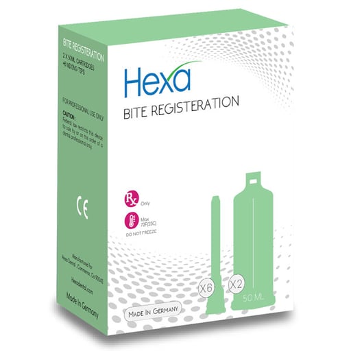 Hexa Bite Registration - Super Fast Set, 2 - 50 ml cartridges & 6 mixing tips