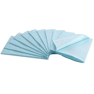 Patient Bibs BLUE 13" x 18" 3-Ply Paper/1-Ply Poly 500/Cs, Premium Polyback style