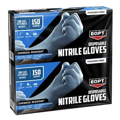 EQPT Industrial Powder-Free Nitrile Gloves, Blue (150 ct./pk., 2 pk.)case of 1000 gloves Item # 990110243