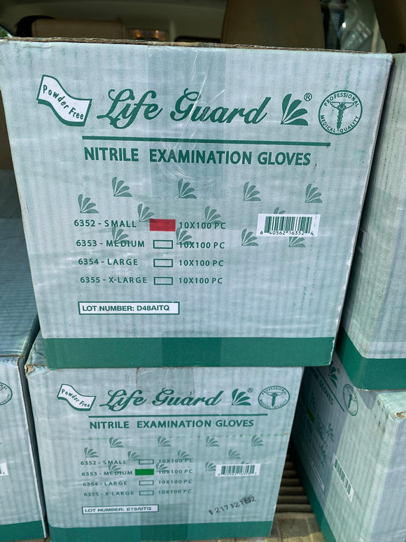 Life Guard Nitrile Exam Gloves case of 1000