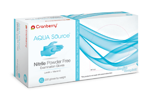 Cranberry Aqua Source Nitrile Powder Free Examination Gloves 200/BOX