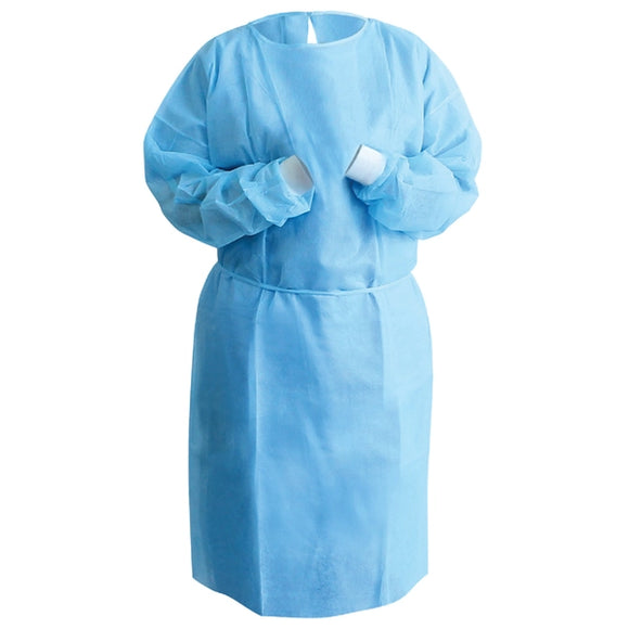 House Bran GOWN Blue SMS 35g with Knit Cuffs (100 Pack)