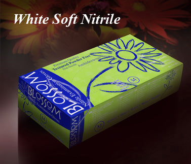 Blossom Powder Free White Textured Soft Nitrile Exam Gloves 1000/case