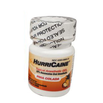 HurriCaine Topical Anesthetic Gel - Pina Colada, 1 oz. Jar. Benzocaine 20%