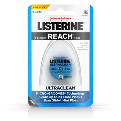 Listerine Ultraclean Dental Floss Oral Care, Mint - 30 yds 6/pk