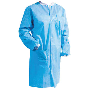 Lab Coats Sky Blue - MEDIUM, LARGE , X-LARGE  30/Pk. Fluid resistant, Static