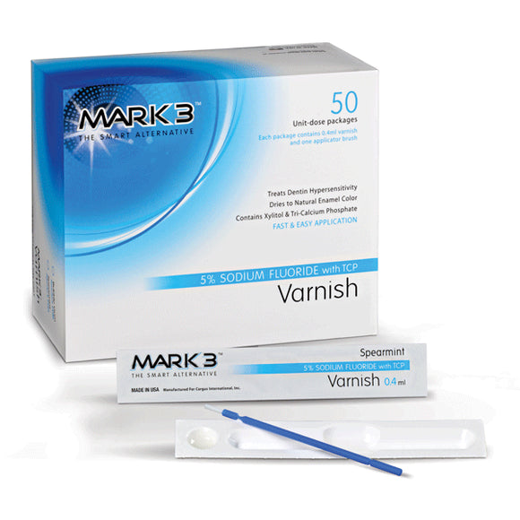 MARK3 5% Sodium Fluoride Varnish with TCP - Spearmint, 50 Unidose packages