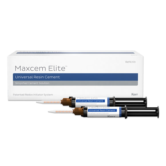 Maxcem Elite Clear Refill - Simplified Universal Resin Cement, 2x 5g Syringes By Kerr