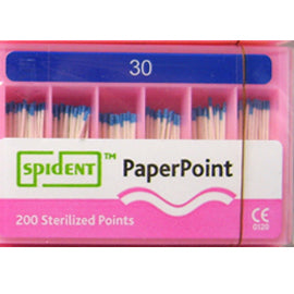Spident Absorbent Paper Points Size #30 ISO Standardized, Color Coded 200/PK