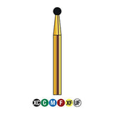 G/001-018 (801) 10-Pk , Multi use Gold Diamond Burs Round (Ball) Shaped