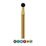 G/001-023 (801) 10-Pk , Multi use Gold Diamond Burs Round (Ball) Shaped